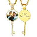 Custom4U Picture Necklace Personalized Photo Circle Chain for Men Women