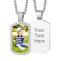 Custom4U Picture Necklace Personalized Photo Circle Chain for Men Women