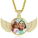 Custom4U Picture Necklace Personalized Photo Circle Chain for Men Women