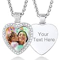 Custom4U Picture Necklace Personalized Photo Circle Chain for Men Women