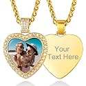 Custom4U Picture Necklace Personalized Photo Circle Chain for Men Women