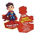 Customised birthday invitation card with Envelope | Super man theme | Personalized Superman party card | Perfect for Boy baby | Heroic Party Invitation for Kids | Trendy Die-Cut Cards | Pack of 24