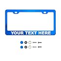 Customize Iridescent Neo Chrome T304 Stainless Steel License Plate Frame 8K Mirror Polish Finish, Rust-Resistant, Slim Design, Universal Fit, Includes Screw Caps, Washers &amp; Screws (Blue Chrome)