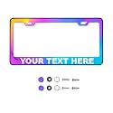 Customize Iridescent Neo Chrome T304 Stainless Steel License Plate Frame 8K Mirror Polish Finish, Rust-Resistant, Slim Design, Universal Fit, Includes Screw Caps, Washers &amp; Screws for Front or Rear