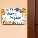Customized Name Plate for Home Entrance | Personalized Wooden Door Sign with House Number | Decorative Floral Name Board for Apartment, Porch, Balcony &amp; Indoor Wall Décor | Name Plate For Home (30x20 CM)