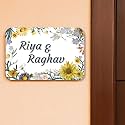 Customized Name Plate for Home Entrance | Personalized Wooden Door Sign with House Number | Decorative Floral Name Board for Apartment, Porch, Balcony &amp; Indoor Wall Décor | Name Plate For Home (Design 2, 30x20 CM)