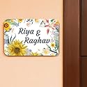 Customized Name Plate for Home Entrance | Personalized Wooden Door Sign with House Number | Decorative Floral Name Board for Apartment, Porch, Balcony & Indoor Wall Décor | Name Plate For Home (30x20 CM)