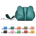Cute Animal Coin Purse, Genuine Leather Multi‑Color Mini Zipper Wallet with Key Ring, Portable Small Change Pouch for Coins Cards Earbuds, Gift for Women Kids (Emerald green, Elephant)