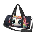 Cute Animal with Colorful Hairstyle Duffel Bags for Women Men, Foldable Travel Totes Bag for Airplane Essentials, Weekender Overnight Bags Large Sport Gym Bag Carry On Luggage Bag with Strap