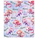 Cute Axolotls Custom Name Blanket Gifts for Girls Boys Women - Super Soft Cozy Warm Throw Sheet for Couch Bed Sofa Office Decor All Season 30"x40" Pets