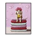 Cute Baby Rabbit Bath Time Comedy, 24 x 30 Inch Framed Giclée Print