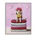 Cute Baby Rabbit Bath Time Comedy, 16 x 20 Inch Framed Giclée Print