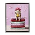Cute Baby Rabbit Bath Time Comedy, 17 x 21 Inch Canvas in Floater Frame