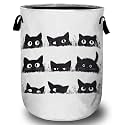 Cute Black Cat Laundry Basket, Laundry Hamper Collapsible Oxford Cloth with Handle Clothes Storage Bin for Bathroom Laundry Room Bedroom 15.7 X 20 Inch