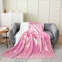 Cute Bowknot Flannel Blanket Boys Girls,Princess Romantic Bow Tie Fuzzy Blanket All Season,Glitter Pink Bedding Set Soft,Throw 50 x 60 Inches
