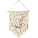 Cute Bunny Woodland-Baby Gift Shower-Wall Flag Decor Gift for Baby Girls Kids-Canvas Hanging Flag Banner Pennant Wall Decor Gift for Nursery Baby Room Playroom Bedroom