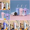 Cute Cartoon Straw Tumbler 860ml with Handle