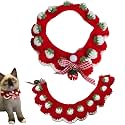 Cute Cat Collar Breakaway Kitten Handmade Collar with Cute Bow Tie and Strawberry Pattern Comfortable for Kitty Some Puppies Accessories (with Bells)