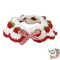 Cute Cat Collar, Breakaway Kitten Handmade Collar with Cute Cat Bowtie and Strawberry Pattern Comfortable for Kitty Some Puppies Accessories