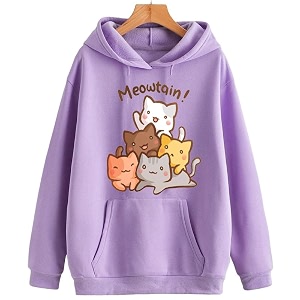 Cute Cat Hoodie Women Anime Causal Stylish