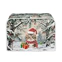 Cute Cat Print Toaster Oven Dust Cover 2 Slice Wide Slot Anti Fingerprint Microwave Toaster Oven Cover for Kitchen Counter Kitchen Small Appliance Covers for Christmas