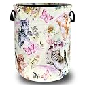Cute Cats Butterfly Laundry Basket Oxford Cloth Foldable Hamper 18.9x16.5In