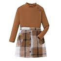 YOURUIKEY Girls Plaid Skirt Set Fall Winter Clothes 2 Piece Outfits 8-12Y