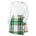 YOURUIKEY Girls Plaid Skirt Set Fall Winter Clothes 2 Piece Outfits 8-12Y