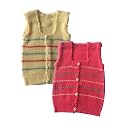 Cute Collection Newborn Baby Boy's and Girl's Knitted Front Open Sleeveless Sweater Months Pieces