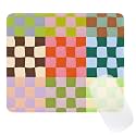 Cute Colorful Mouse Pad,Retro Checkered Pattern Mousepad,Square Aesthetic Waterproof Mouse Mat Design, Non-Slip Rubber Base Funny Boho Small Mouse Pads, Desk Accessories,Purple Blue Green