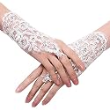 Bridal Lace Satin Gloves for Wedding, Costume and Formal Events