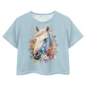 Cute Crop Tops for Girls Short Sleeve Summer T Shirts Fashion Graphic Tees Crew Neck Pullover Tee 5-14 Years
