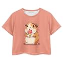 Cute Crop Tops for Girls Short Sleeve Summer T Shirts Fashion Graphic Tees Crew Neck Pullover Tee 5-14 Years