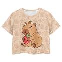 Cute Crop Tops for Girls Short Sleeve Summer T Shirts Fashion Graphic Tees Crew Neck Pullover Tee 5-14 Years