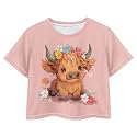 Cute Crop Tops for Girls Short Sleeve Summer T Shirts Fashion Graphic Tees Crew Neck Pullover Tee 5-14 Years