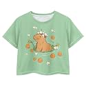 Cute Crop Tops for Girls Short Sleeve Summer T Shirts Fashion Graphic Tees Crew Neck Pullover Tee 5-14 Years