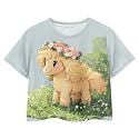 Cute Crop Tops for Girls Short Sleeve Summer T Shirts Fashion Graphic Tees Crew Neck Pullover Tee 5-14 Years