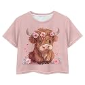 Cute Crop Tops for Girls Short Sleeve Summer T Shirts Fashion Graphic Tees Crew Neck Pullover Tee 5-14 Years