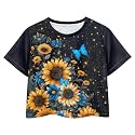 Cute Crop Tops for Girls Short Sleeve Summer T Shirts Fashion Graphic Tees Crew Neck Pullover Tee 5-14 Years