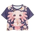 Cute Crop Tops for Girls Short Sleeve Summer T Shirts Fashion Graphic Tees Crew Neck Pullover Tee 5-14 Years
