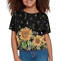 Cute Crop Tops for Girls Short Sleeve Summer T Shirts Fashion Graphic Tees Crew Neck Pullover Tee 5-14 Years