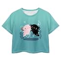Cute Crop Tops for Girls Short Sleeve Summer T Shirts Fashion Graphic Tees Crew Neck Pullover Tee 5-14 Years