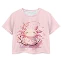 Cute Crop Tops for Girls Short Sleeve Summer T Shirts Fashion Graphic Tees Crew Neck Pullover Tee 5-14 Years