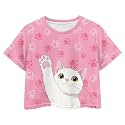 Cute Crop Tops for Girls Short Sleeve Summer T Shirts Fashion Graphic Tees Crew Neck Pullover Tee 5-14 Years