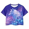Cute Crop Tops for Girls Short Sleeve Summer T Shirts Fashion Graphic Tees Crew Neck Pullover Tee 5-14 Years