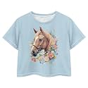 Cute Crop Tops for Girls Short Sleeve Summer T Shirts Fashion Graphic Tees Crew Neck Pullover Tee 5-14 Years