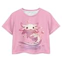 Cute Crop Tops for Girls Short Sleeve Summer T Shirts Fashion Graphic Tees Crew Neck Pullover Tee 5-14 Years