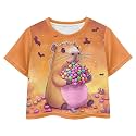 Cute Crop Tops for Girls Short Sleeve Summer T Shirts Fashion Graphic Tees Crew Neck Pullover Tee 5-14 Years