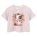 Cute Crop Tops for Girls Short Sleeve Summer T Shirts Fashion Graphic Tees Crew Neck Pullover Tee 5-14 Years