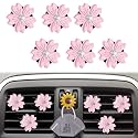 Cute Daisy Air Vent Clips, 6 Pcs Flower Car Air Fresheners Vent Clips Car Diffuser Vent Clip Charm Car Decoration for Women Cute Car Interior Decor Flower Car Accessories + Sunflower Mask Hook (Pink)